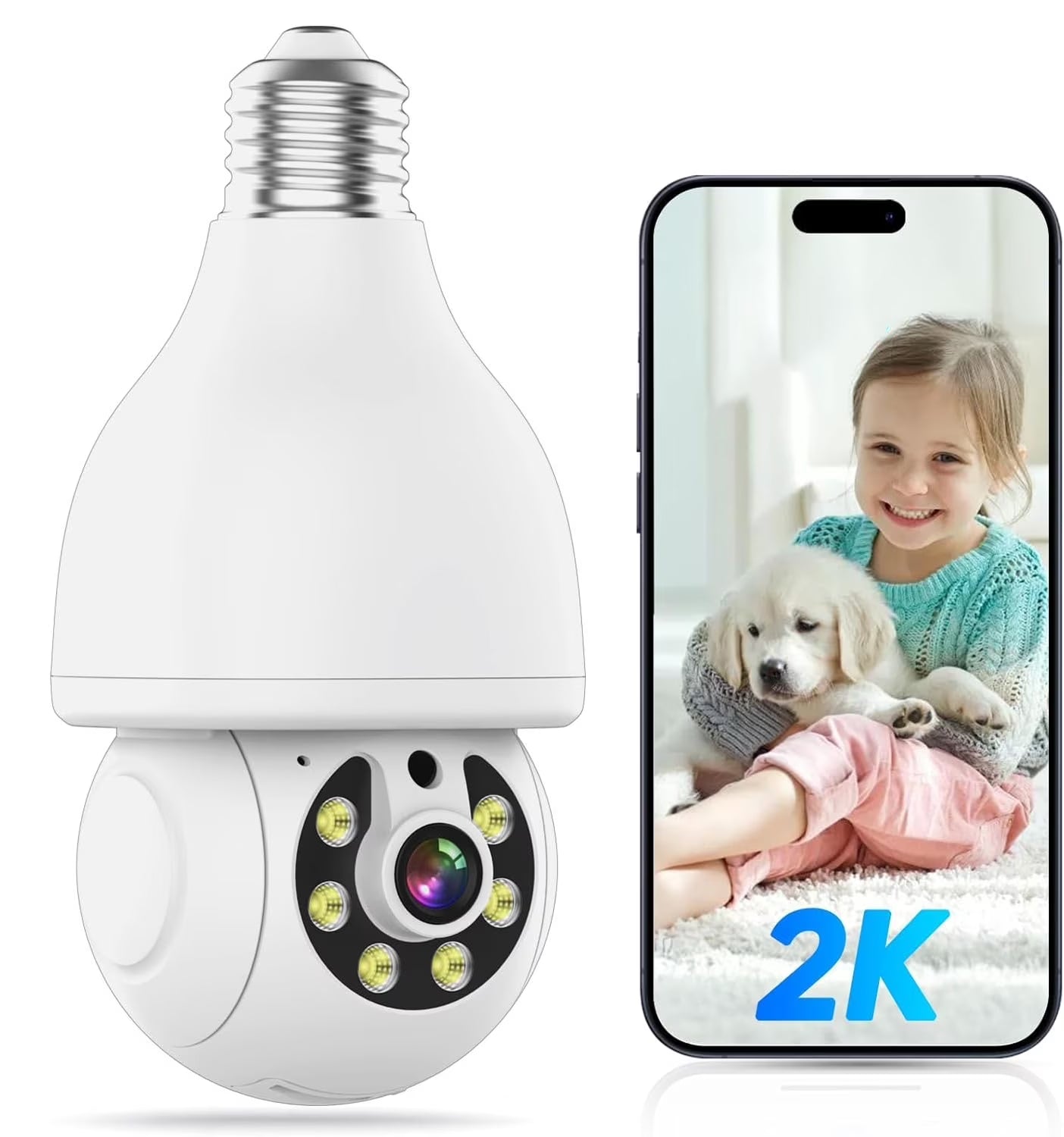 2.4Ghz Light Bulb Security Camera 1080P Security Cameras Wireless Outdoor Indoor 360°Color Night Vision, Motion Detection, Audible Alarm, Two-Way Talk, Easy Installation